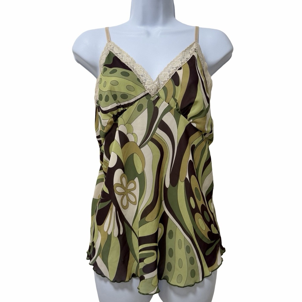 EK Designs Y2K Lace Trim Swirly Babydoll Tank Top Size L Boho Fairy Festival